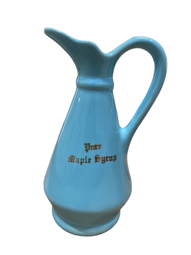 Vintage 1950’s "Pure Maple Syrup" Pitcher Robin's Egg Blue