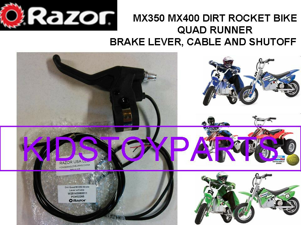 MX350 RAZOR SCOOTER DIRT ROCKET REAR BRAKE HANDLE, CABLE & SHUTOFF