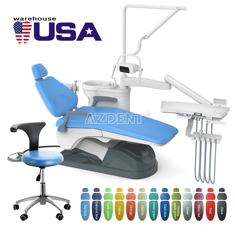 Dental Unit Chair DC Motor Computer Controlled PU Leather +Stool