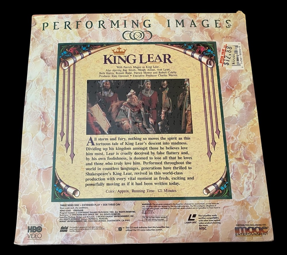 Shakespeare's King Lear Double Laser Disc Movie Set