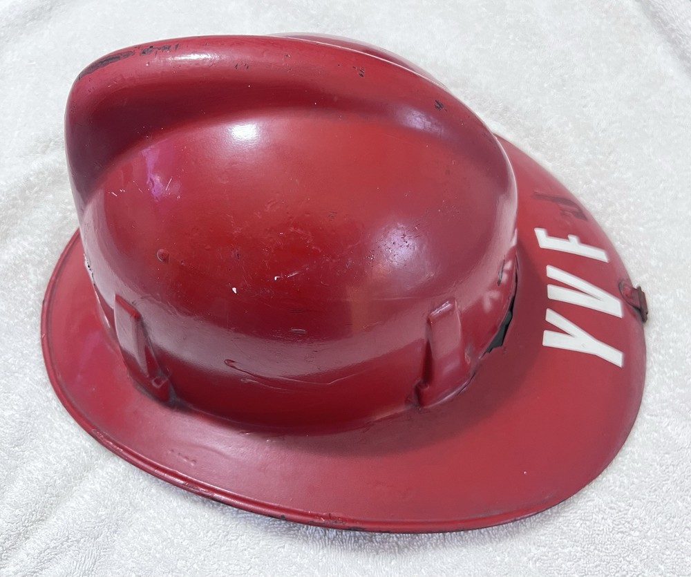 VTG MSA Fireman’s Helmet Red with original adjustable strap.