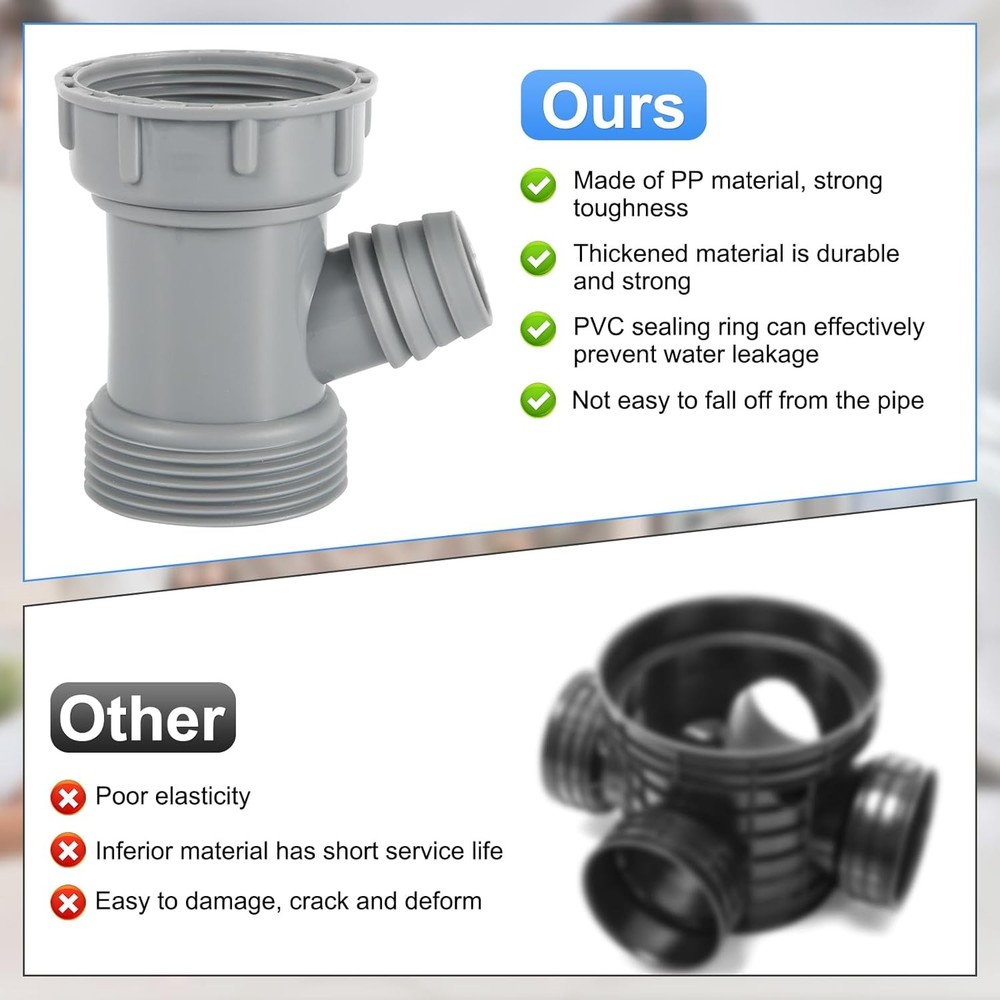 Kitchen Sink Drain Pipe Adapter, Versatile Y-Shaped Flexible M, Gray