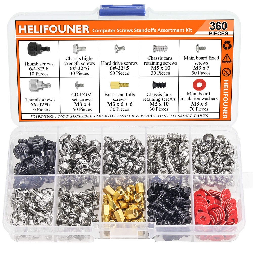 360 Pieces Computer Standoffs Screws Assortment Kit for Hard Drive Computer Case