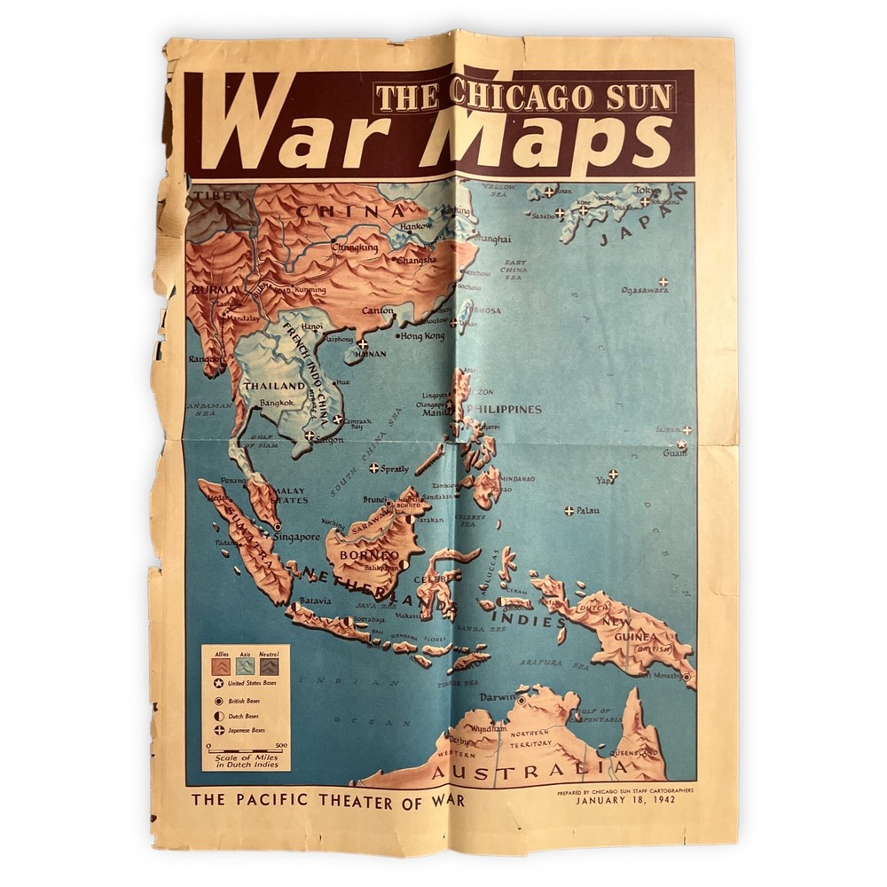 Chicago Sun - WWII - War Map (1942)