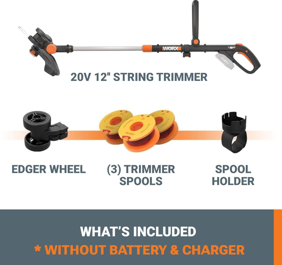 WORX WG170.9 20V Cordless String Trimmer Edger 12" Pivot Head