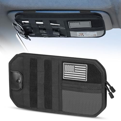 Molle Visor Organizer for Car, 1000D Polyester Tactical Panel Sun Black