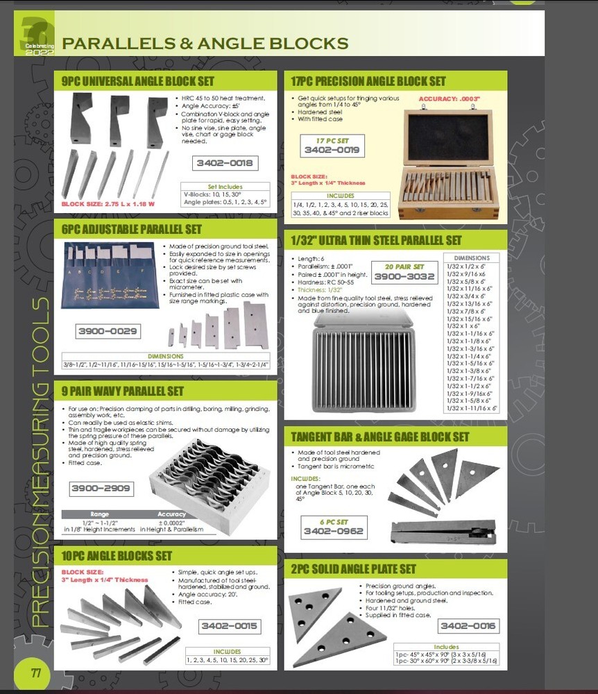 1/8 X 4" 10 PAIR PRECISION PARALLEL SET (3900-3002)