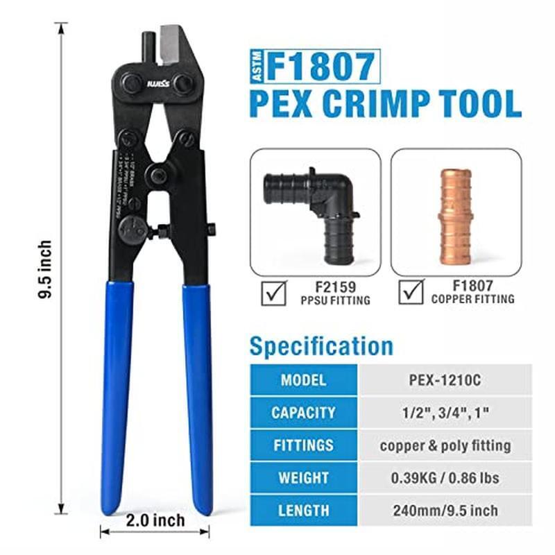 PEX Crimping Tool Kit W/ Quick Change Jaws PEX Cutter Crimp Removal Tool New