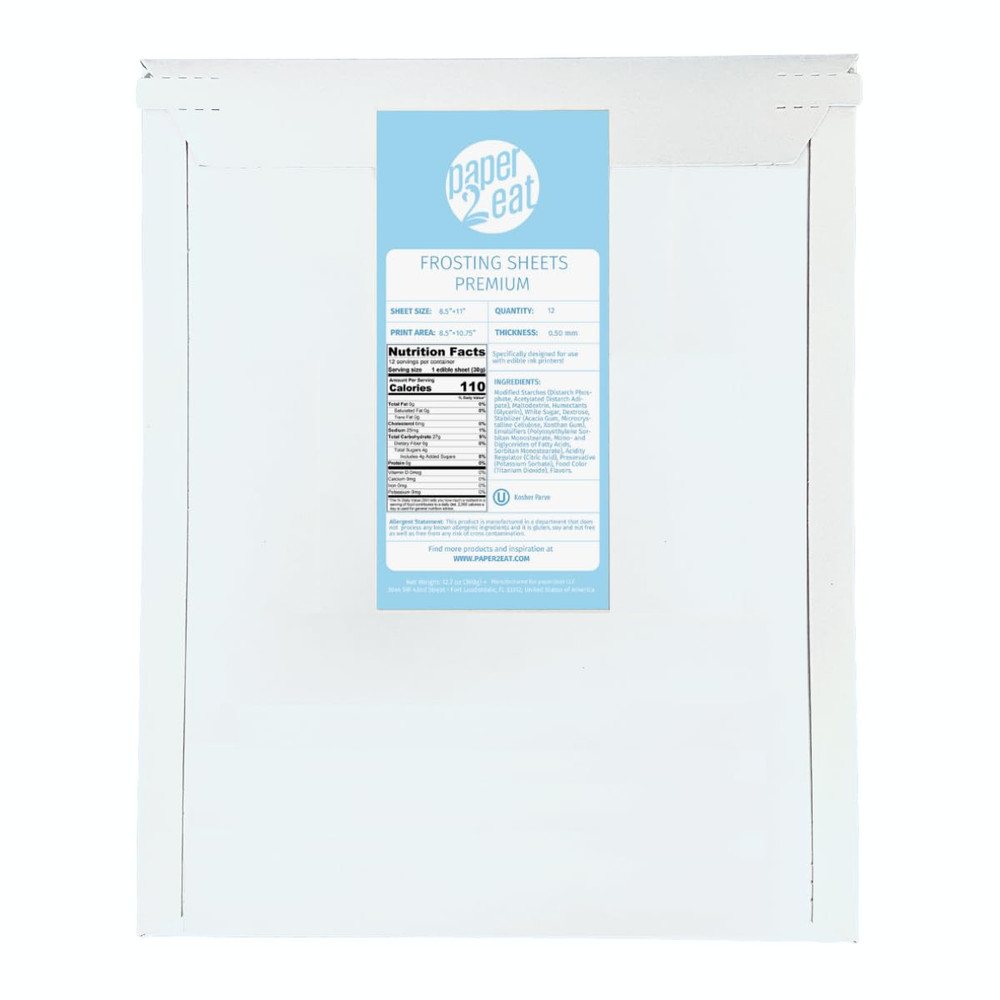 Frosting Sheets Premium 8.5” X 11” - 12 Count - White Edible Icing Sheets