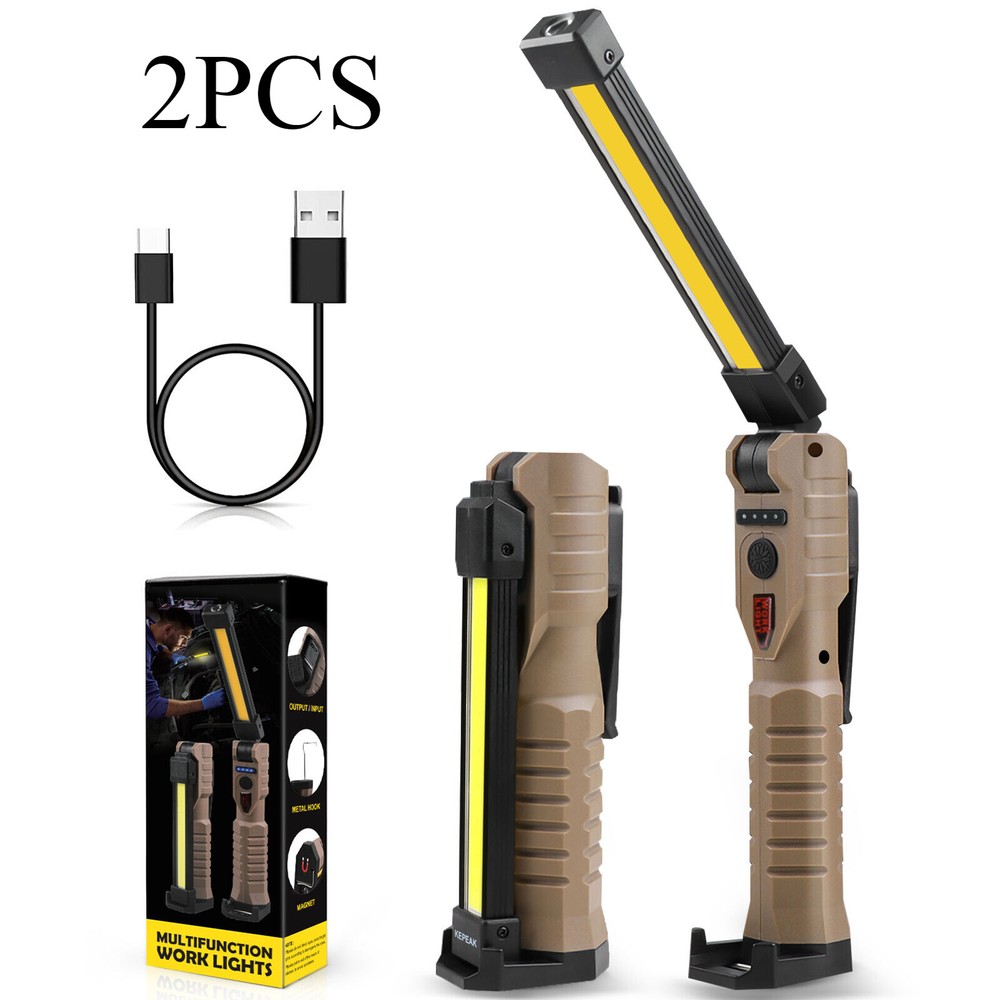 Rechargeable Mechanic Flashlight LED COB Work Light Magnetic Super Bright
