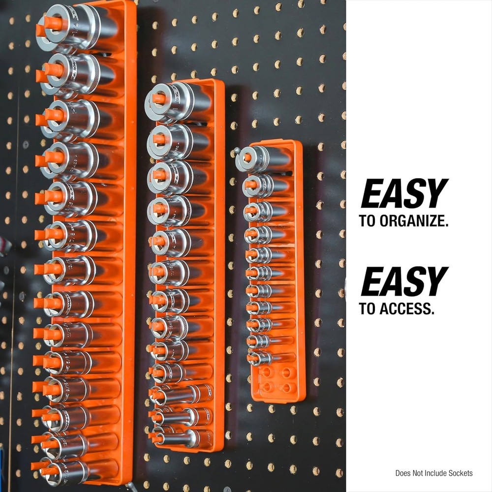 22418 Deluxe 6-Piece Socket Organizer Set - Tool Box Essential in Orange/Black