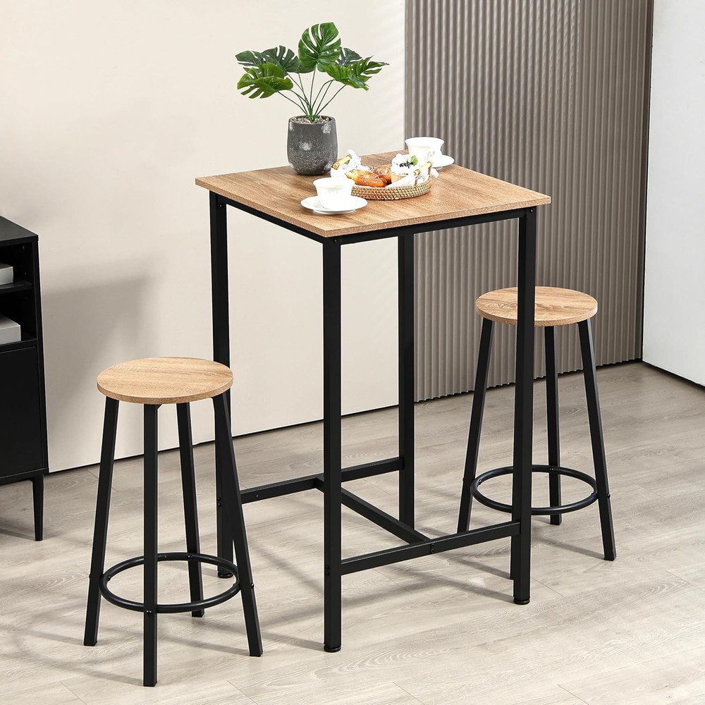 Bar Table Set 23.6" Pub Table High Top Table Square Bar Height Table Bar Table