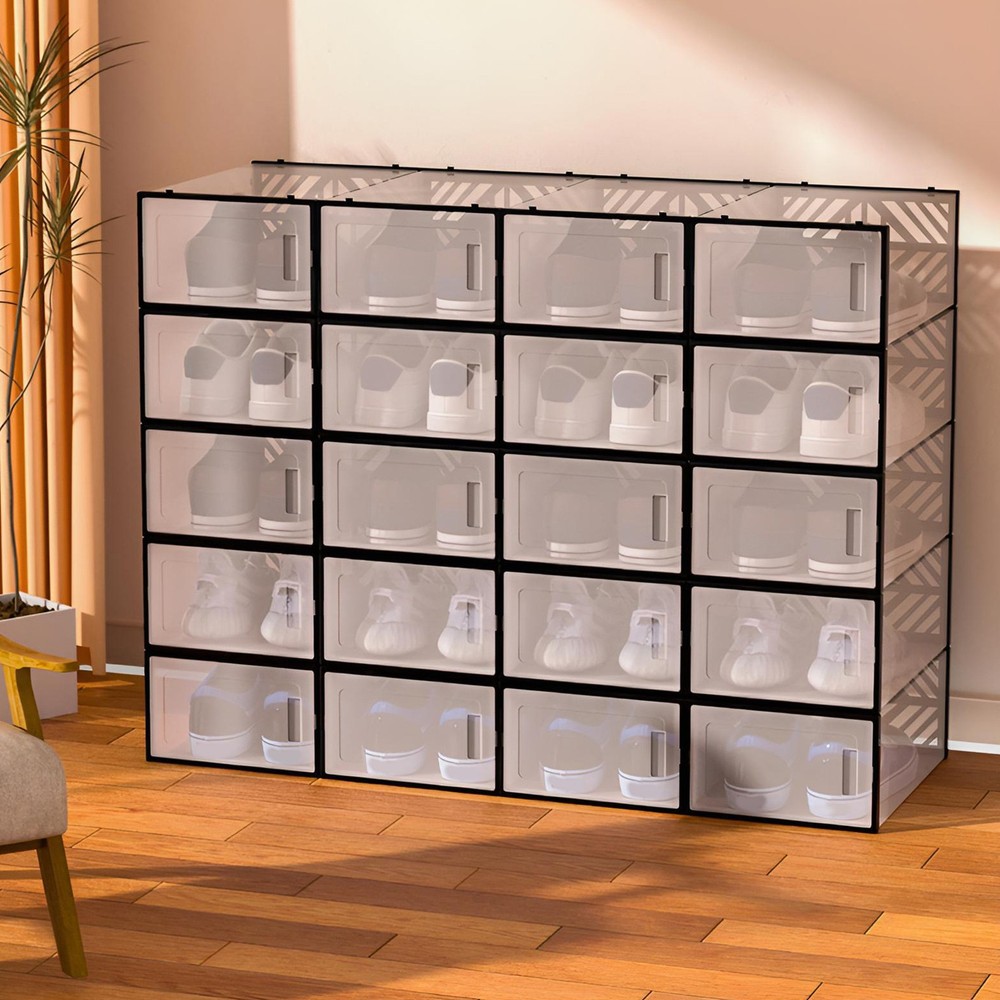 Rectangle Stackable Shoe Boxes, 20 Pieces Shoe Organisers, Shoe Storage Box