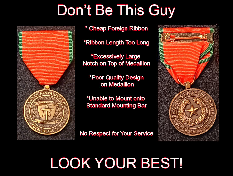 TXSG Commanding General's Individual Award Medal - Moiré Ribbon Drape
