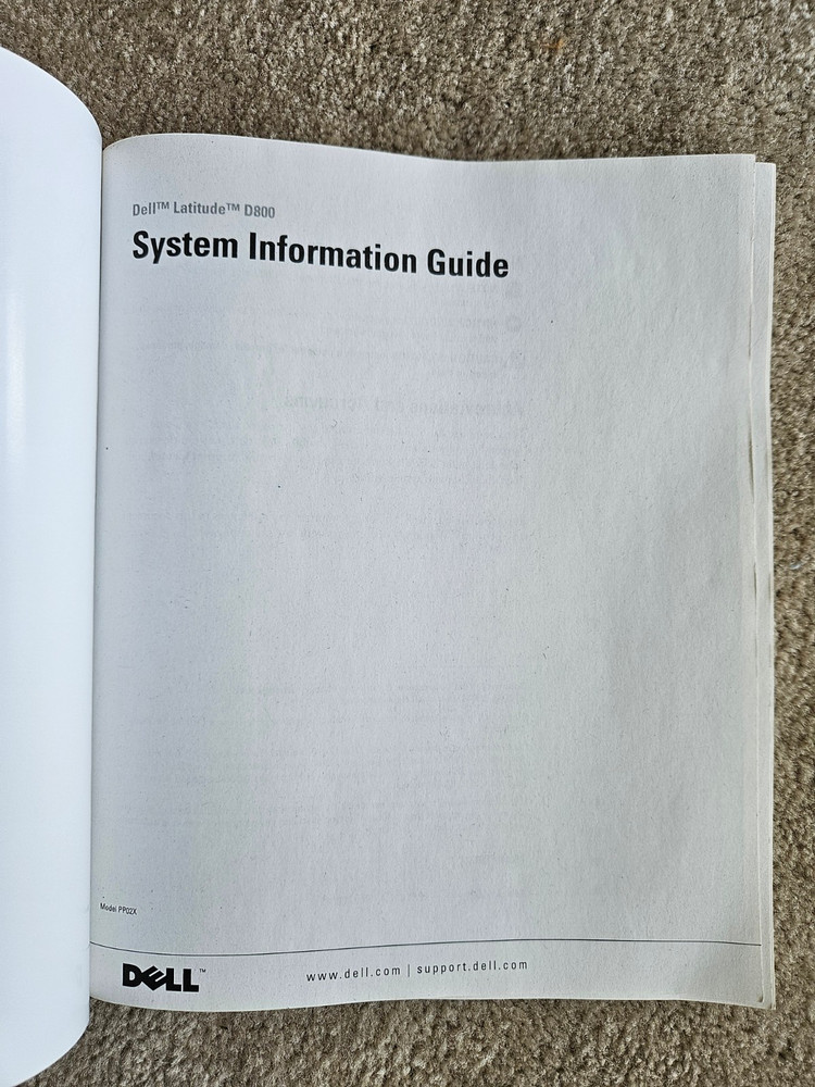 Dell Latitude D800 System Information Guide Manual (Paperback, 2004)