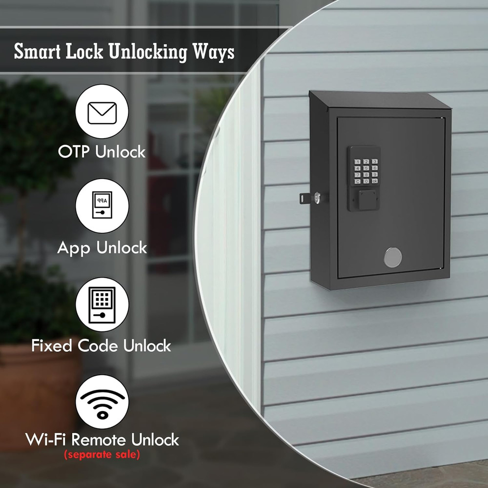 Secure Wall-Mount Mailbox with Electronic Lock - Large Capacity, Black