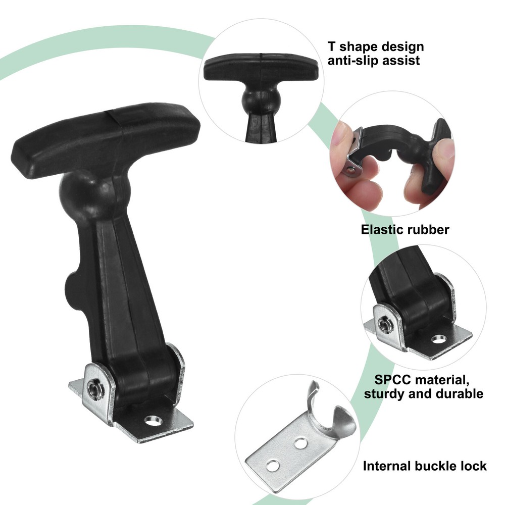 2-Pack Elastic SPCC Rubber Hood Catch, 2" Latches for Toolbox, Silver Black