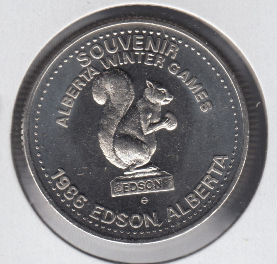 1986 Edson Alberta 75th Anniversary Medallion / Squirrel / BU