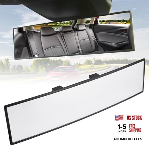 JOYTUTUS Rear View Mirror, Universal.8Inch Panoramic 1 Clear (Black frame)