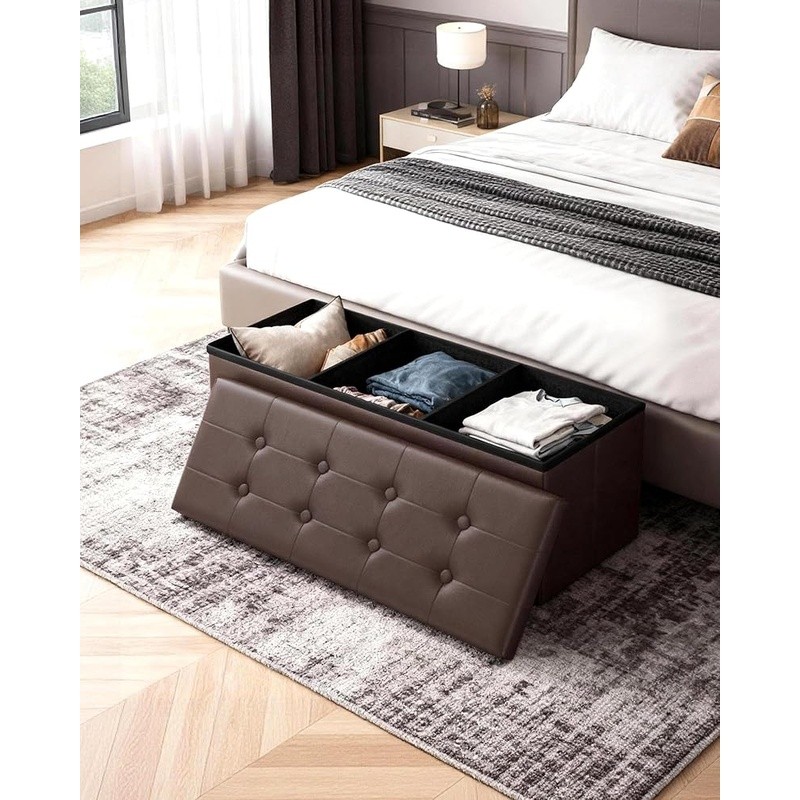 Folding Storage Ottoman Multifunctional Footrest Coffee Table W/ Hidden Storage