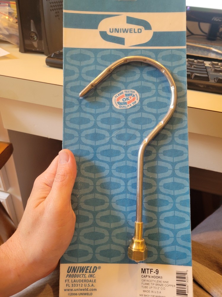 Uniweld, Cap'n Hook, ® MTF-9, 9-FLAME, Oxy-Acetylene Brazing Tip, UP TO 2"