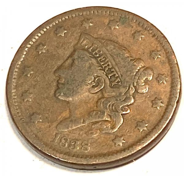 1838 Large Cent  Nice Looking  FINE #2