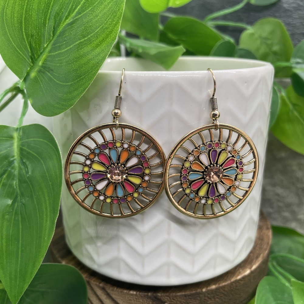 2” Earring Set Gold-tone Boho Dangle Drop New Free Ship B8507