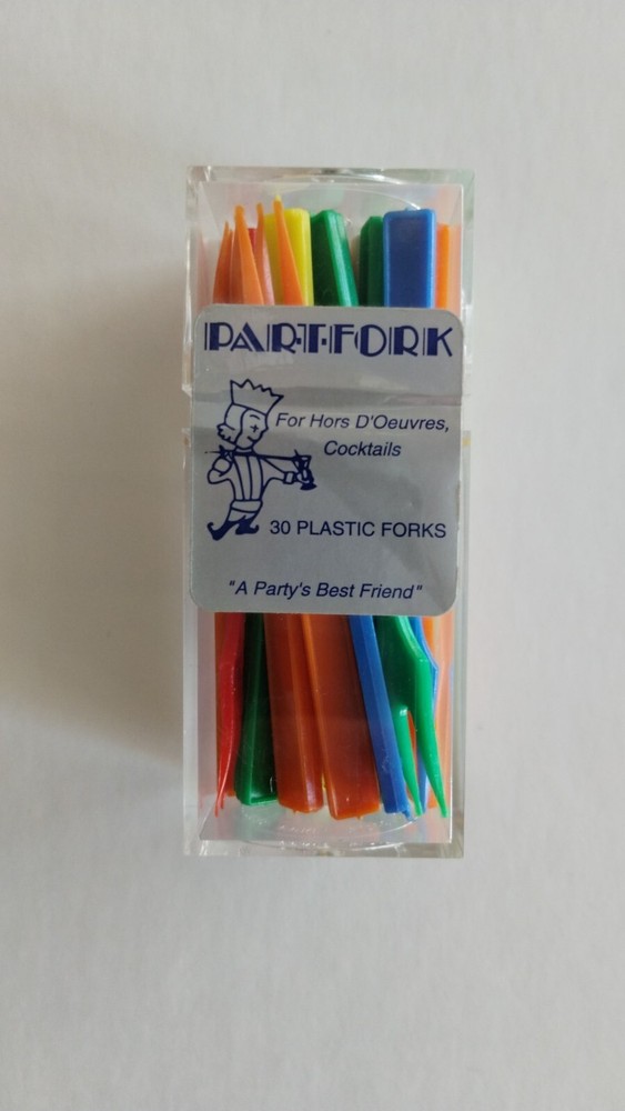 30 Vintage Plastic Appetizer/Cocktail PAR-T-FORK Partfork Plastic Forks NEW NIB
