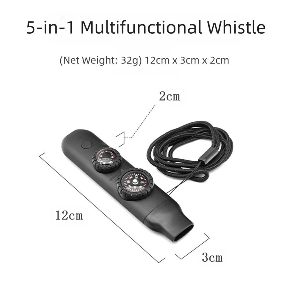Multi functional 7 in 1 Whistle with LED Light For Compass for Camping Gear