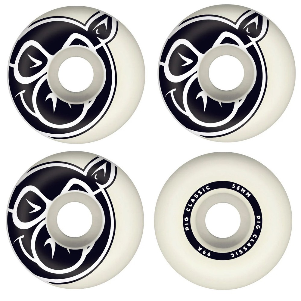 Pig Skateboard Wheels 55mm Classic 99A White