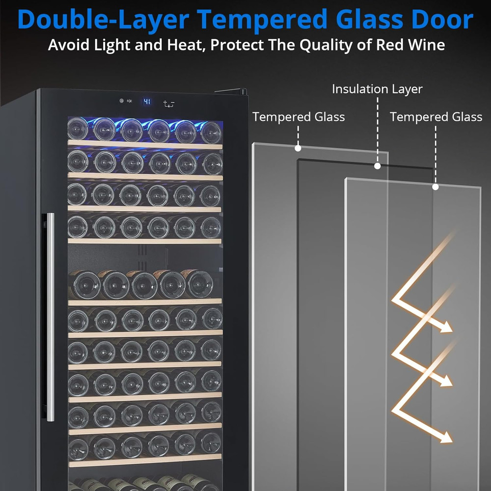 Elegant 133-Bottle Wine Cooler with Digital Control & Quiet Operation