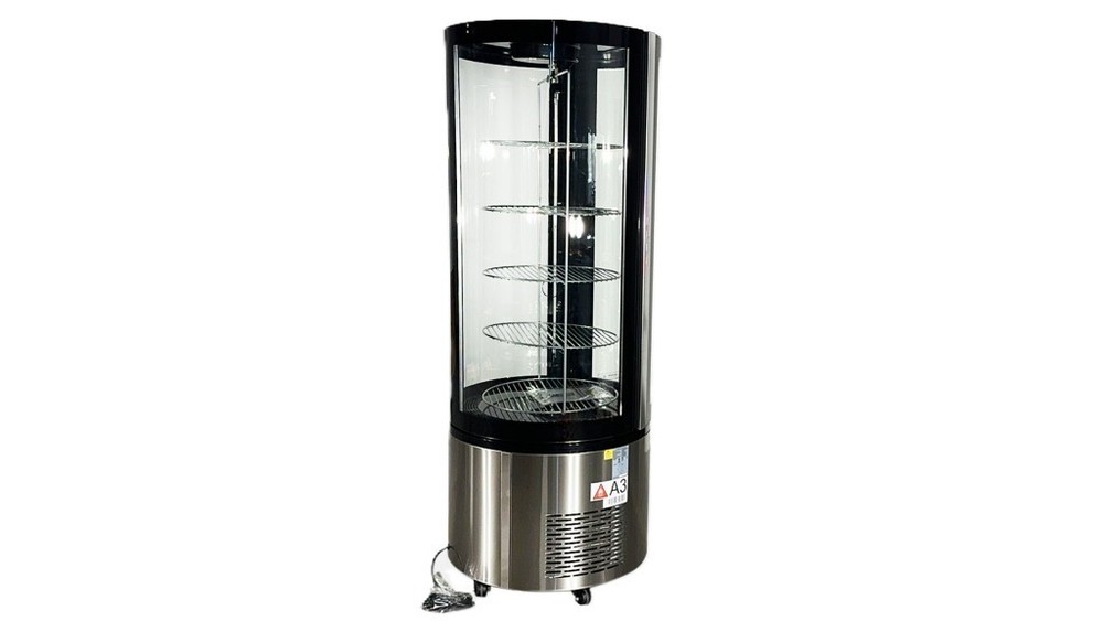 NSF Full View Glass Refrigerator Circular Rotating Cake Display Bakery Case