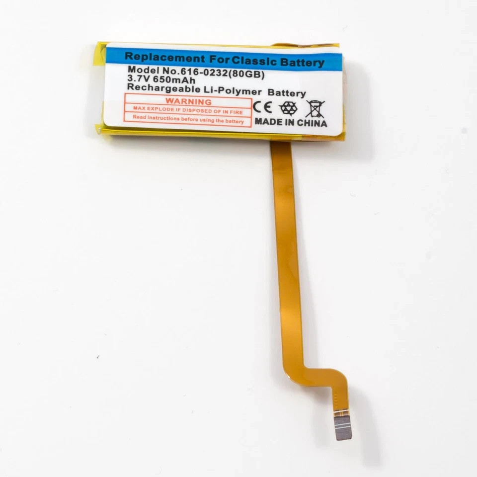 NEW Replacement Battery for Apple iPod Classic 5th, 6th, 7th gen —THIN— 650mAh