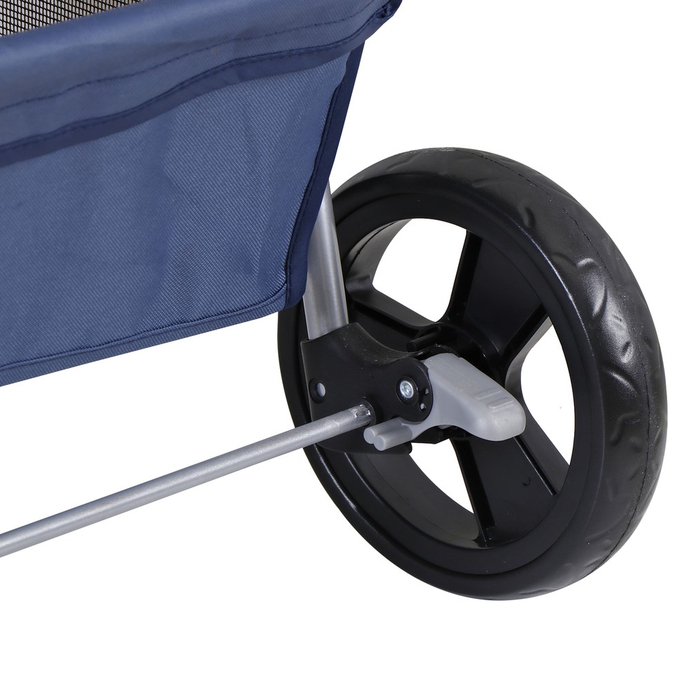 4-Wheels Folding Dog Stroller Pet Stroller for Medium Dogs Cat Stroller Blue