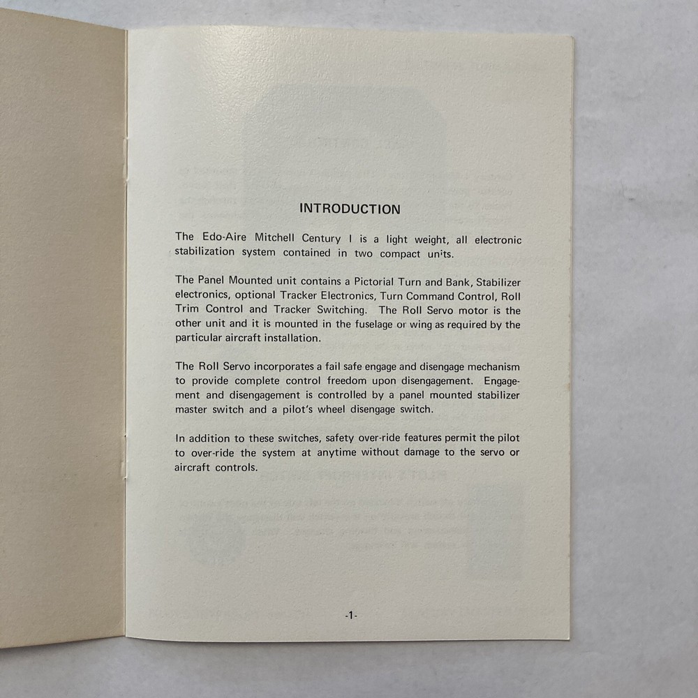 Edo-Aire Century I Automatic Flight System Pilot's Operating Manual