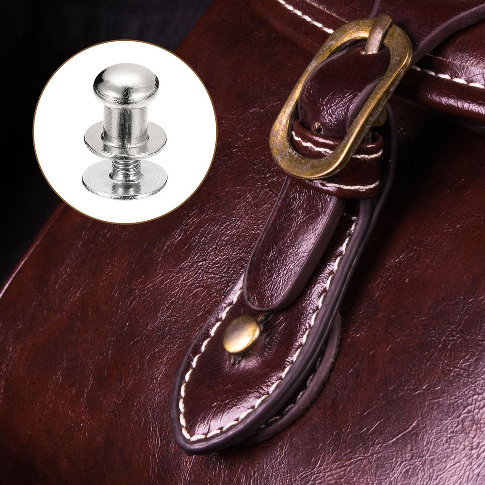 20Pack 6mm Ball Head Stud Rivets Screw Back Button Nipple Rivet Silver