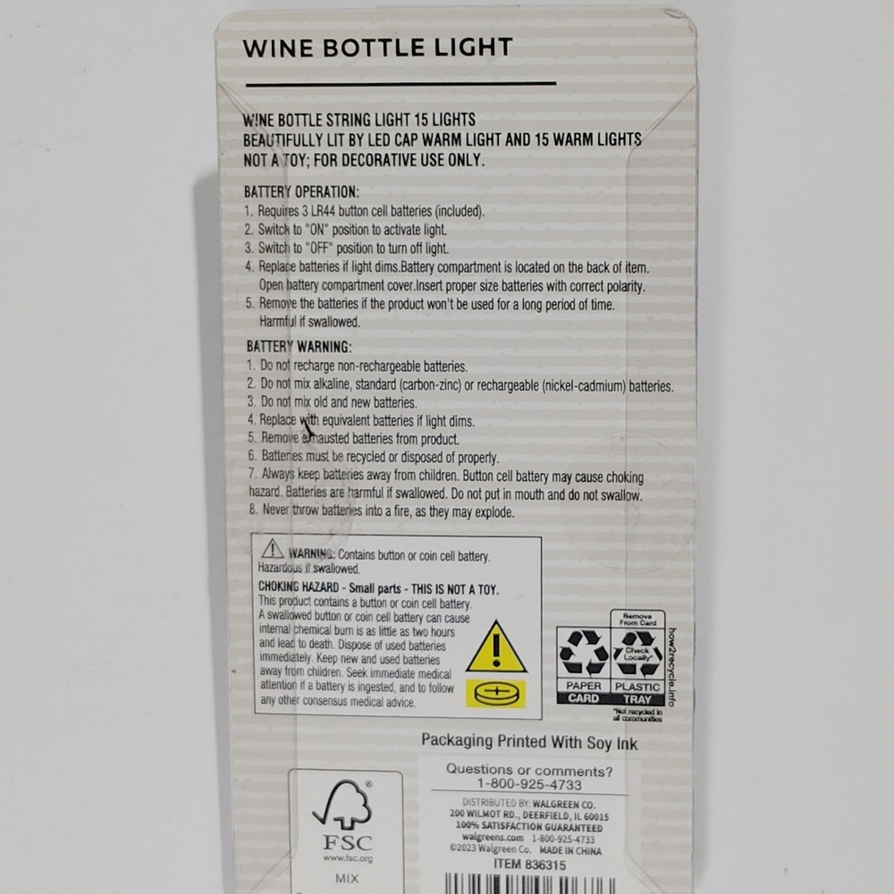 Modern Expressions Wine Bottle Light – 3-Pack (15 LED String, Battery Operated)