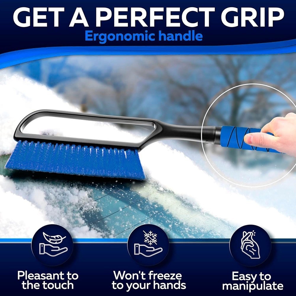 Extendable Ice Scraper for Windshield with Detachable Brush - Ergonomic Design