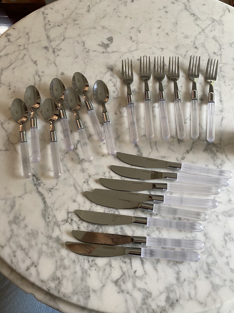21 pieces Clear Cutlery Flatware 18 / 0 Stainless 18/0 - utilitarian