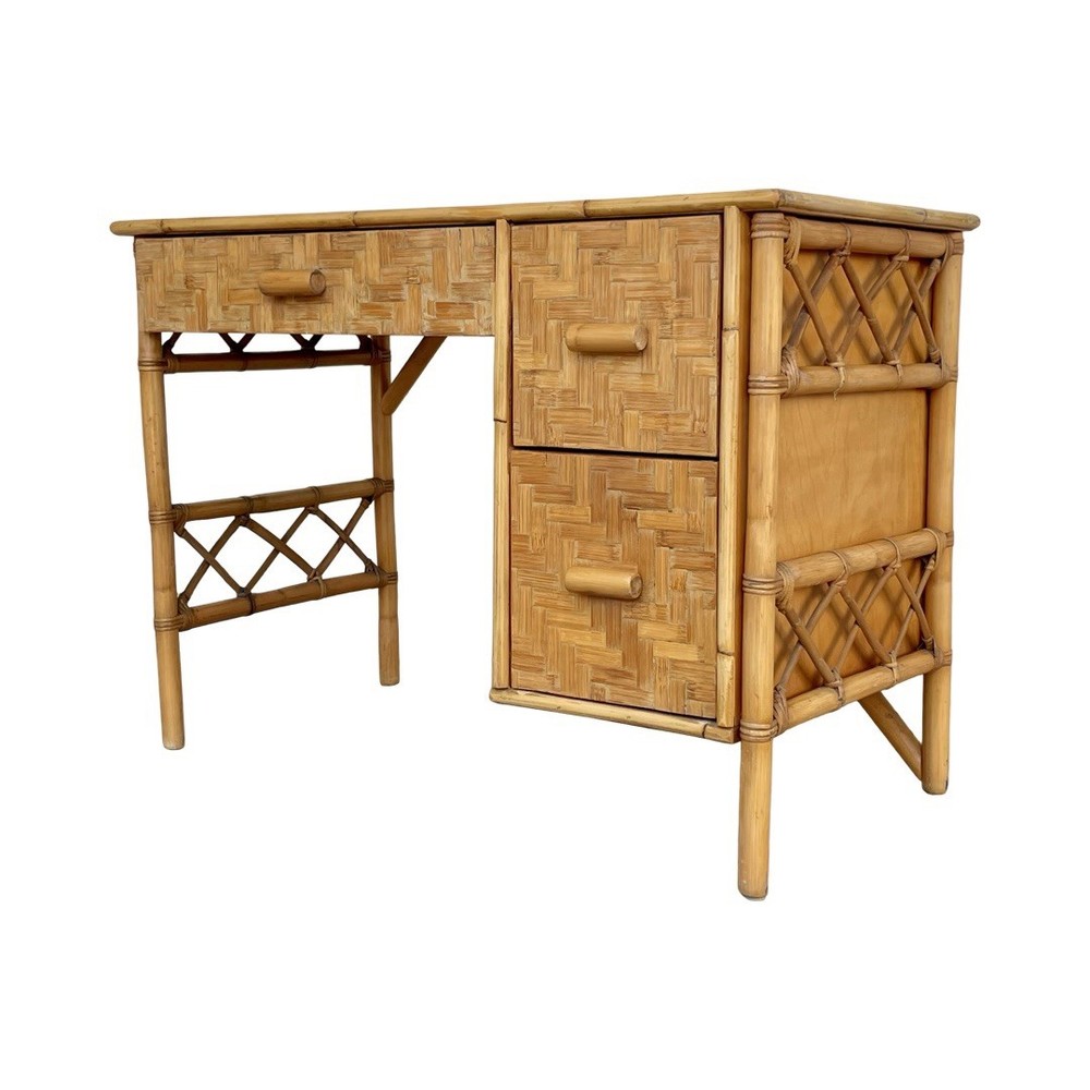 1970s Rattan Coastal Desk