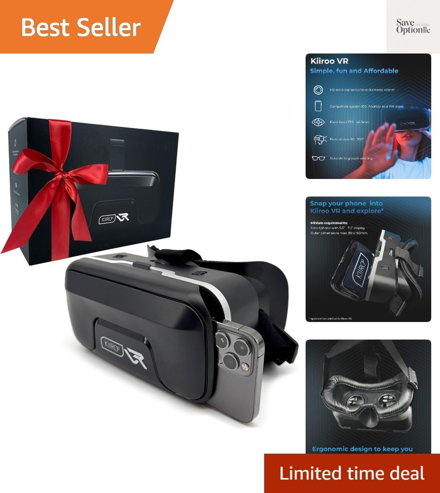 VR Headset for Phone – Mobile VR Glasses for iPhone, Android & Windows, Fits ...