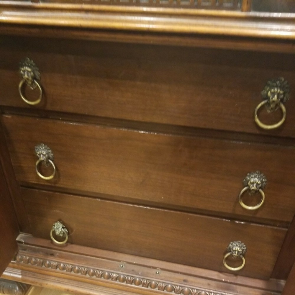Antique Commode with Black Marble Top and Server Drawer