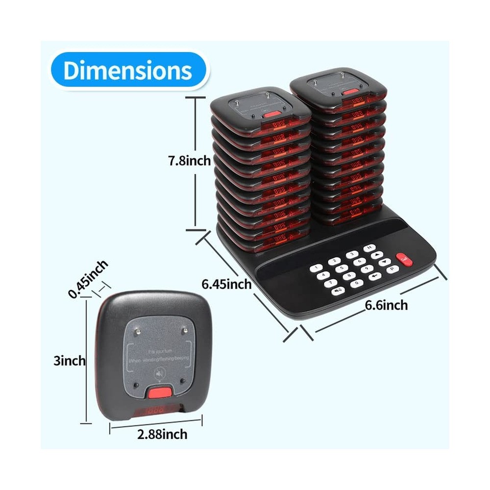 AGJ Restaurant Pager System Wireless Calling System 20 Pagers Beeper Buzzer G...