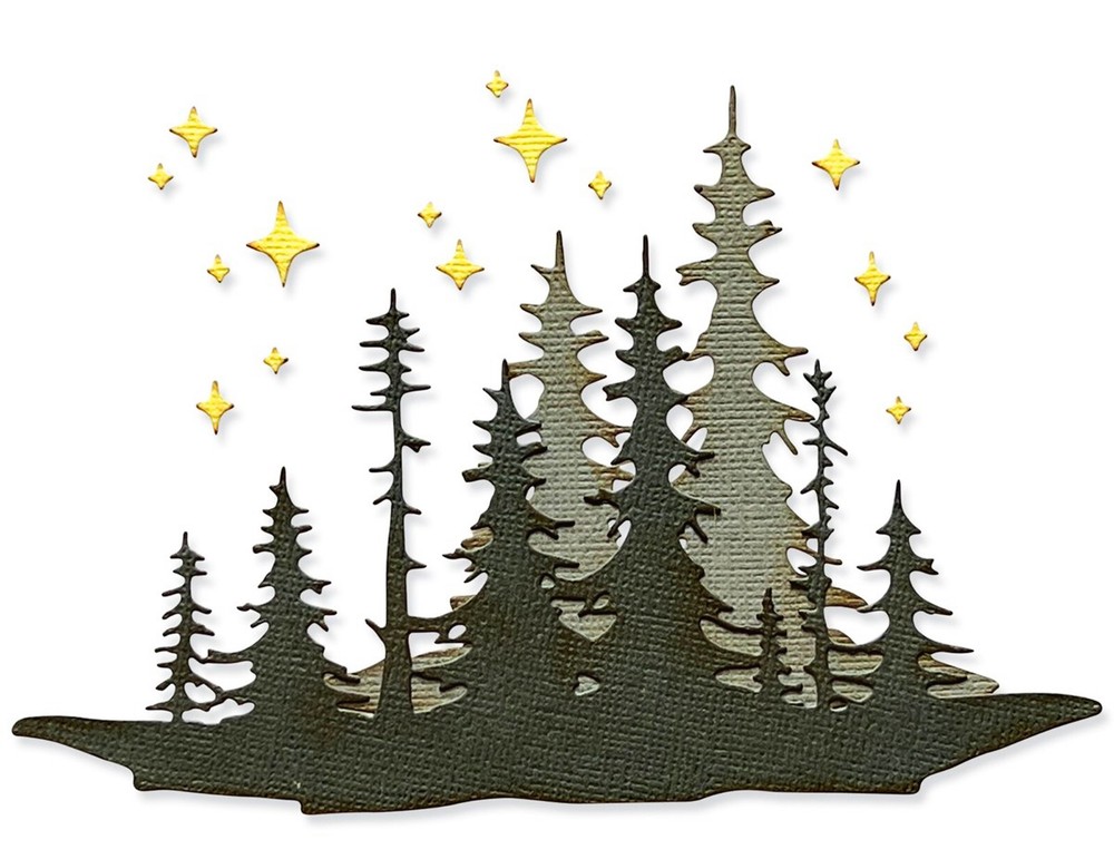 New Retired Sizzix Thinlits Forest Shadows #666334 3pc Retail $24.99 Tim Holtz