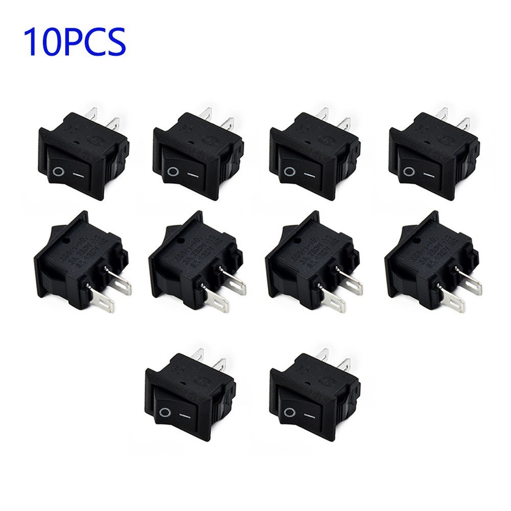 10pcs spst on/off switch mini black 2 plug toggle switch DC 12V 16A