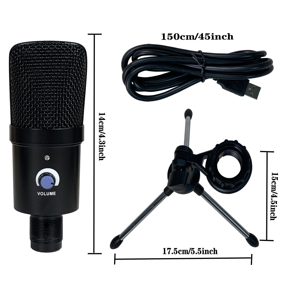USB Cardioid PC Microphone Condenser Mic Kit Complete Set Studio Recording Mic