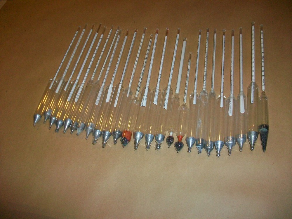 25pc Assorted Baume Hydrometer 60 Degree  WWR Scientific / ERTCO