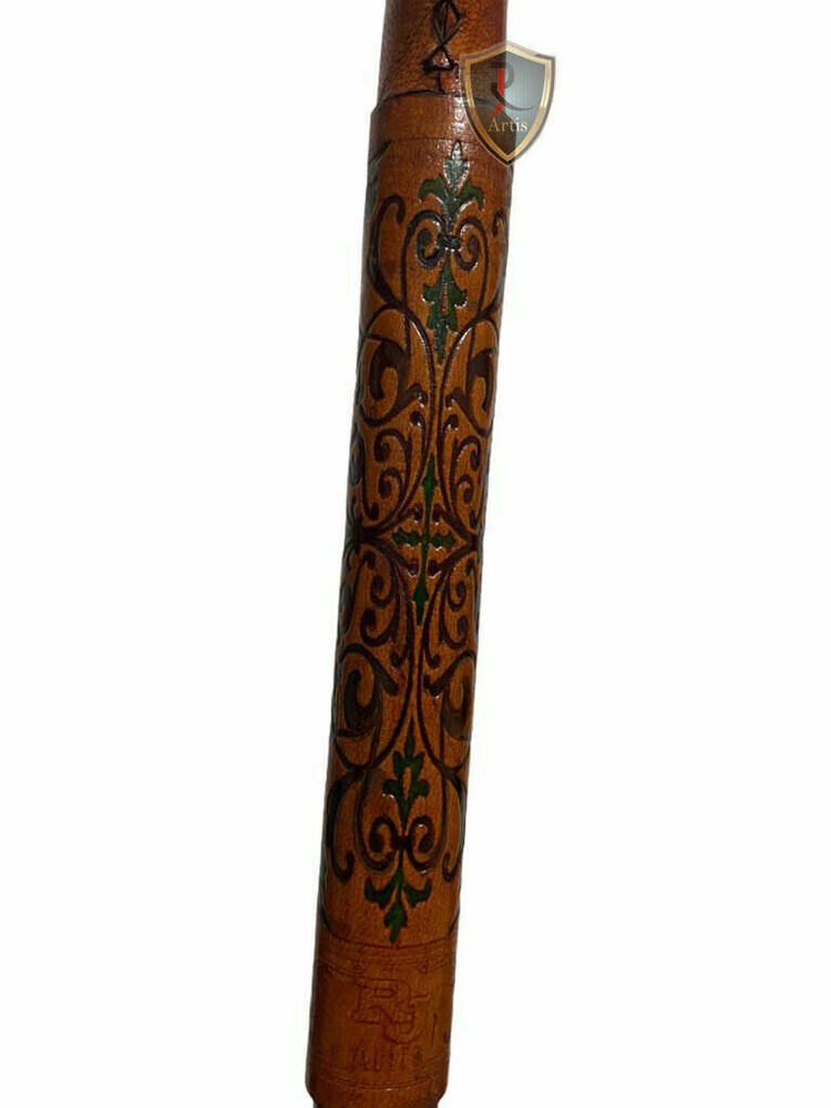Handmade leather derby head handle working leather walking stick cane best style