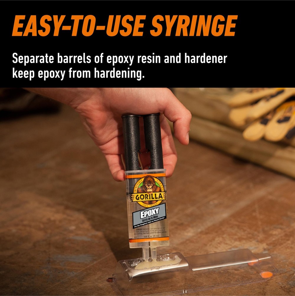 Gorilla 2-Part Clear Epoxy 5-Minute Set (0.85 Ounce Syringe)
