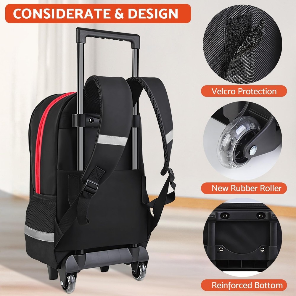 Boys Rolling Backpack for - Gamer Rolling Backpack with Wheels for Elementary...